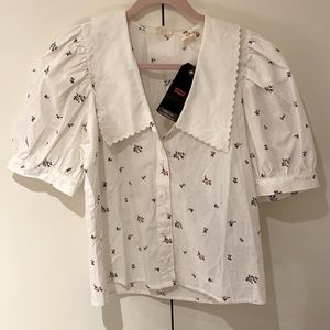 NWT Levi’s Royce floral puff sleeve blouse with collar M